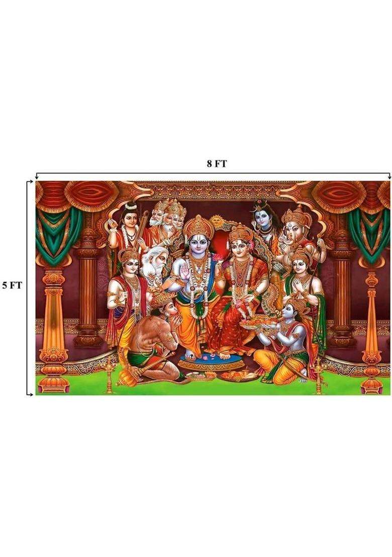 Epoojacart Shree Ram Darbar Backdrop for Kalyanam (5x8 ft) Decoration Tapestry (Model 48) Altar Cloth - Indya