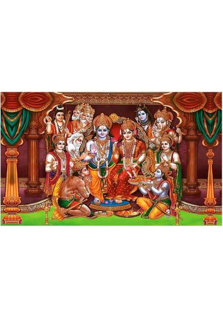 Epoojacart Shree Ram Darbar Backdrop for Kalyanam (5x8 ft) Decoration Tapestry (Model 48) Altar Cloth - Indya