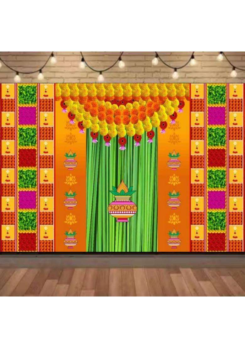 MANIFER traditional backdrop decoration wedding haldi Altar Cloth - Indya