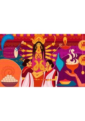 Avante Durga Puja Sindoor Khela Women Printed Backdrop Altar Cloth