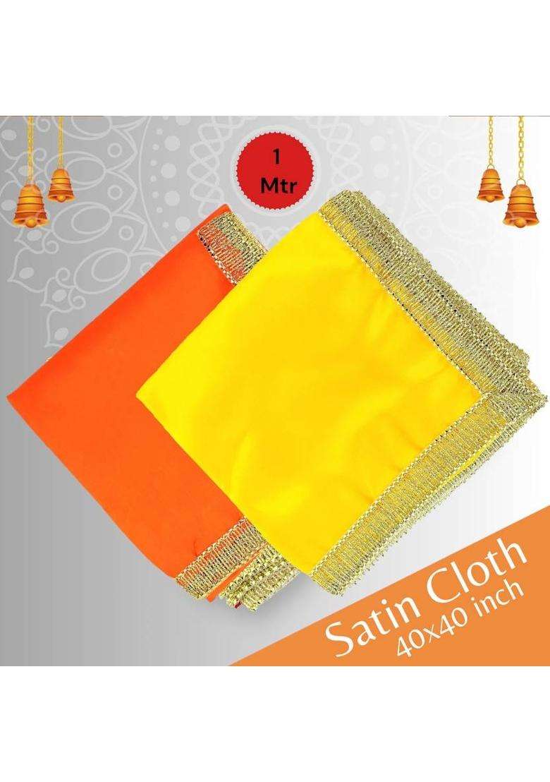 Earth joy (Size1 Mtr)Satin Cloh for Puja Mandir Decoration Chowki Aasan Cloth Altar Cloth(Pack of 2) - Indya