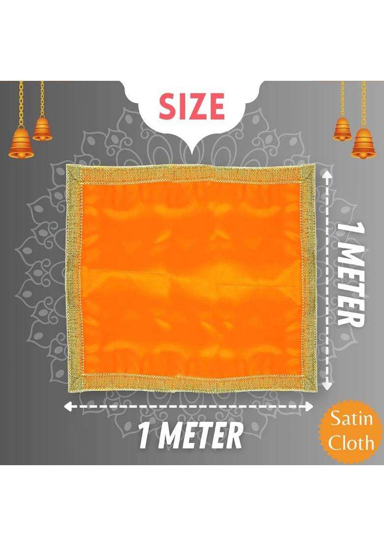 Earth joy (Size1 Mtr)Satin Cloh for Puja Mandir Decoration Chowki Aasan Cloth Altar Cloth(Pack of 2) - Indya