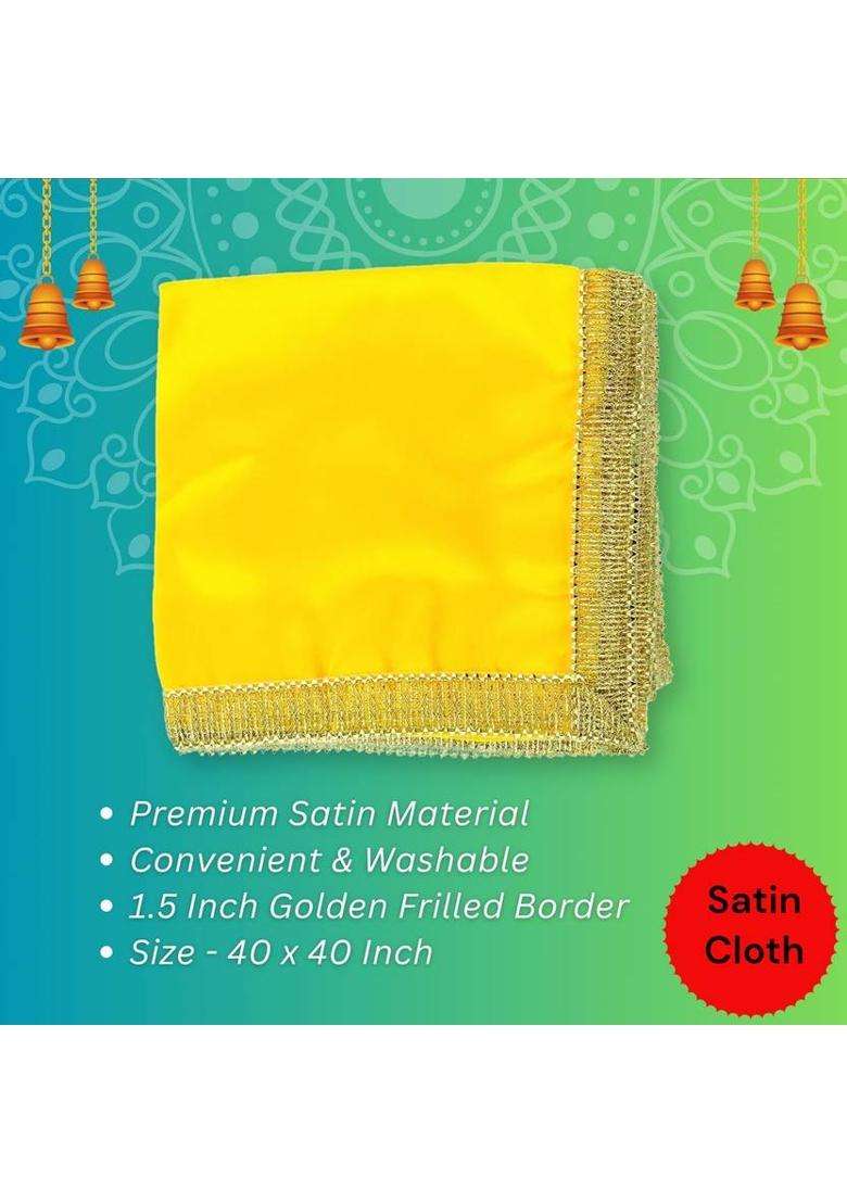 Earth joy (Size1 Mtr)Satin Cloh for Puja Mandir Decoration Chowki Aasan Cloth Altar Cloth(Pack of 2) - Indya