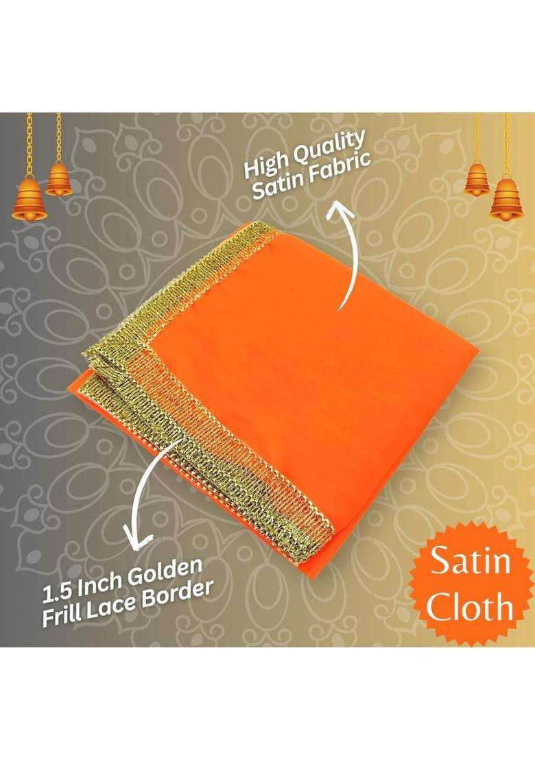 Earth joy (Size1 Mtr)Satin Cloh for Puja Mandir Decoration Chowki Aasan Cloth Altar Cloth(Pack of 2) - Indya