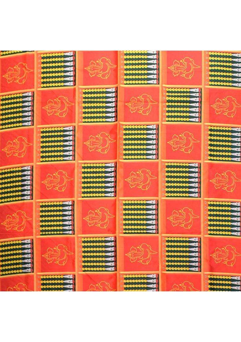 Puja N Pujari Multicolour Ganesh and Toran Design Backdrop Cloth for Pooja Decoration Altar Cloth - Indya