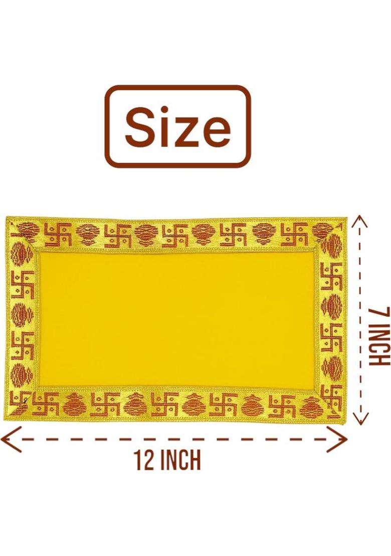 Tapoday ( 7 x 12 Inch ) Yellow Velvet Pooja Aasan Cloth / Chowki Assan Kapda Altar Cloth(Pack of 4) - Indya