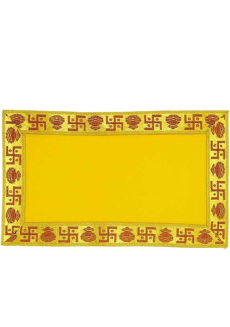 Tapoday ( 7 x 12 Inch ) Yellow Velvet Pooja Aasan Cloth / Chowki Assan Kapda Altar Cloth(Pack of 4) - Indya