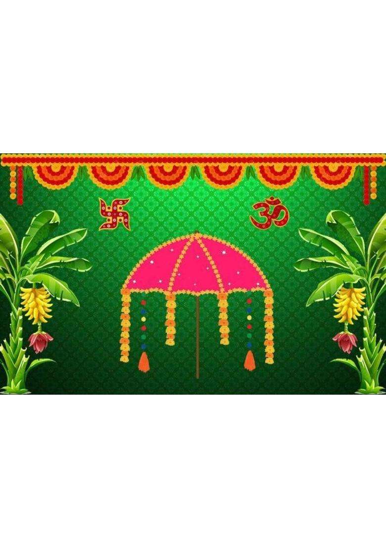 MANIFER Festive backdrop for home pooja backdrop decoration cloth Altar Cloth - Indya
