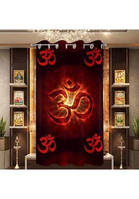 LOOMLYFE 153 cm (5 ft) Window Polyester Room Darkening Curtain Single Curtain(Red Om Printed)