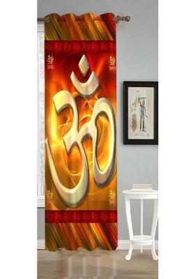 REHAAN 153 cm (5 ft) Window Polyester Room Darkening Curtain Single Curtain(OM Red Printed)