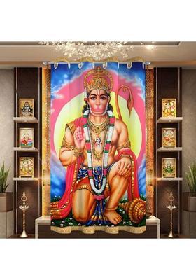 LOOMLYFE 153 cm (5 ft) Window Polyester Room Darkening Curtain Single Curtain(Red Hanuman Ji 3D Printed)