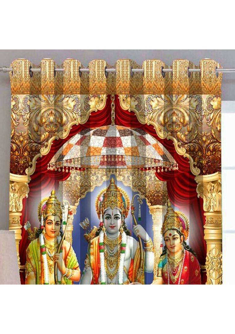 ARTSY HOME 214 cm (7 ft) Door Polyester Room Darkening Curtain (Pack Of 2)(Multicolor Solid Printed) - Indya