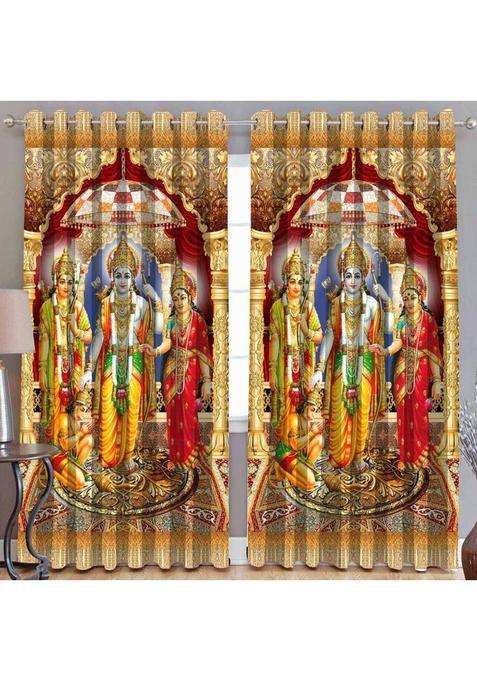 ARTSY HOME 214 cm (7 ft) Door Polyester Room Darkening Curtain (Pack Of 2)(Multicolor Solid Printed)
