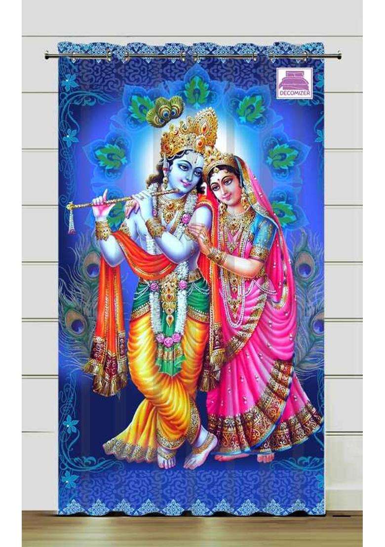 DECOMIZER 153 cm (5 ft) Window Polyester Room Darkening Curtain Single Curtain(Red MataVaishno2 Printed) - Indya