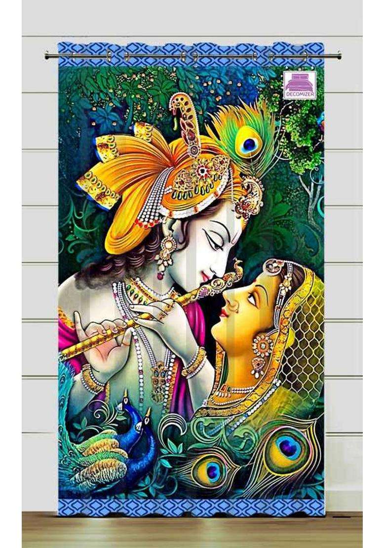 DECOMIZER 153 cm (5 ft) Window Polyester Room Darkening Curtain Single Curtain(Red MataVaishno2 Printed) - Indya