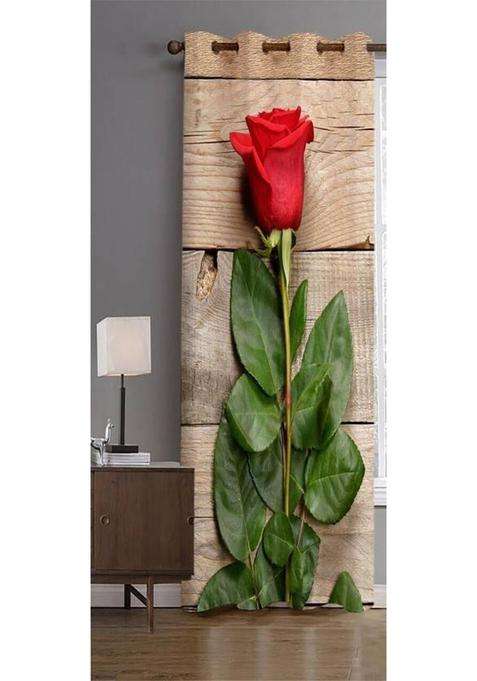 KNIT VIBES 152 cm (5 ft) Window Polyester Room Darkening Curtain Single Curtain(Red Floral)