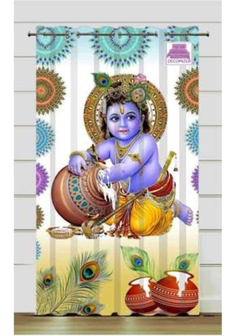 Jagdambe 152 cm (5 ft) Window Polyester Room Darkening Curtain Single Curtain(Multicolor 3D Printed) - Indya