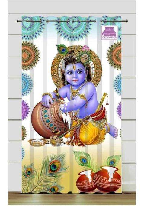 Jagdambe 152 cm (5 ft) Window Polyester Room Darkening Curtain Single Curtain(Multicolor 3D Printed)