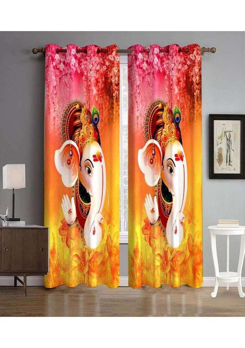 Harnay 214 cm (7 ft) Door Polyester Room Darkening Curtain Single Curtain(Multicolor-1 3D Printed) - Indya