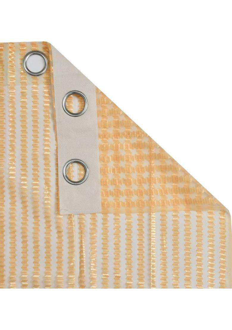 ALBANIA DRAPS 152 cm (5 ft) Window Tissue Transparent Curtain (Pack Of 2)(Gold Striped) - Indya