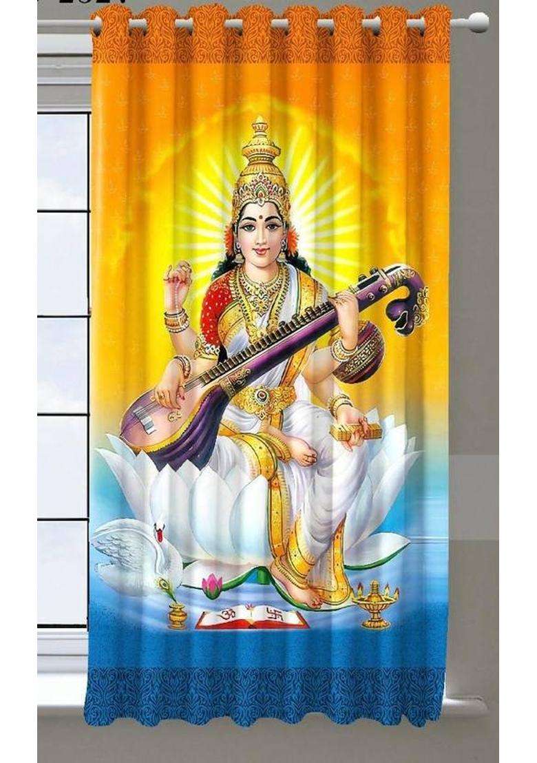 UPASANA 150 cm (5 ft) Window Polyester Room Darkening Curtain (Pack Of 2)(M3 Printed) - Indya