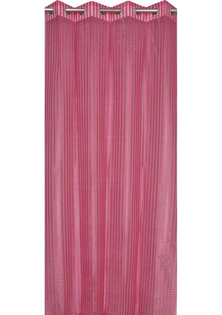 ALBANIA DRAPS 152 cm (5 ft) Window Tissue Transparent Curtain Single Curtain(Pink Striped) - Indya