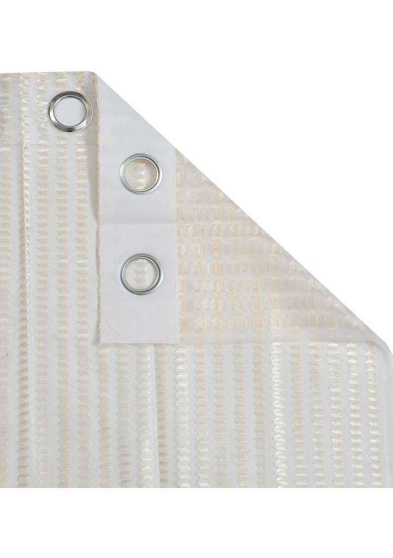 ALBANIA DRAPS 152 cm (5 ft) Window Tissue Transparent Curtain (Pack Of 2)(Cream Striped) - Indya