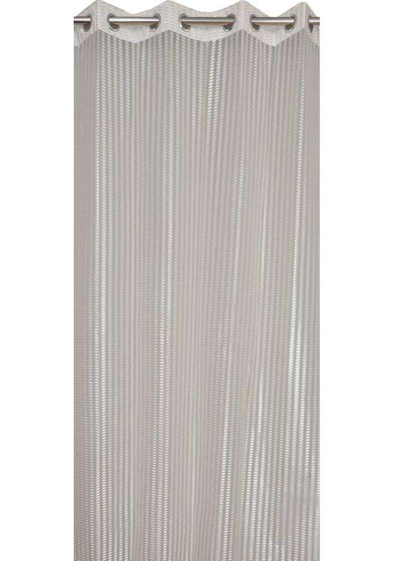 ALBANIA DRAPS 152 cm (5 ft) Window Tissue Transparent Curtain (Pack Of 2)(Cream Striped) - Indya