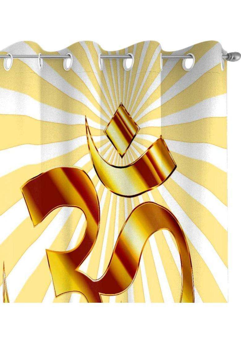 LOOMLYFE 153 cm (5 ft) Window Polyester Room Darkening Curtain Single Curtain(YelloOm 3D Printed) - Indya