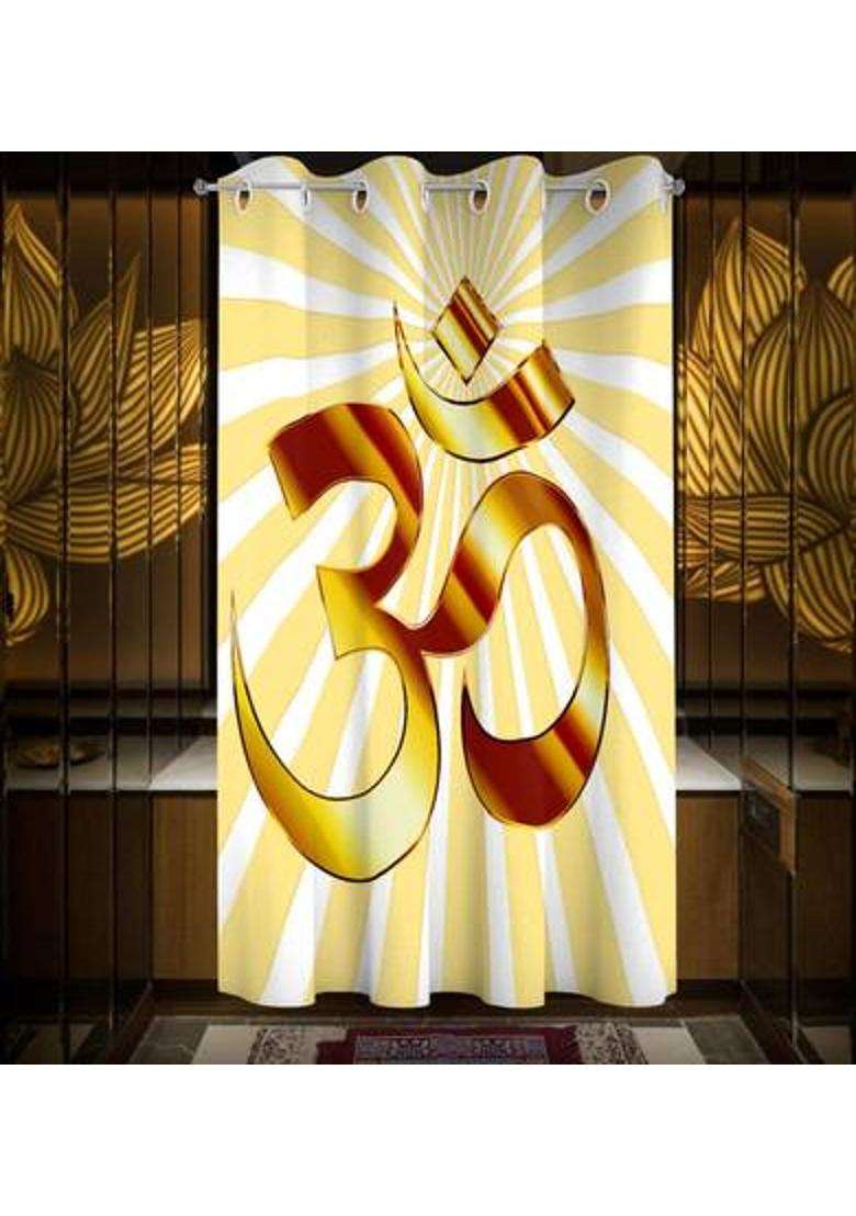 LOOMLYFE 153 cm (5 ft) Window Polyester Room Darkening Curtain Single Curtain(YelloOm 3D Printed) - Indya
