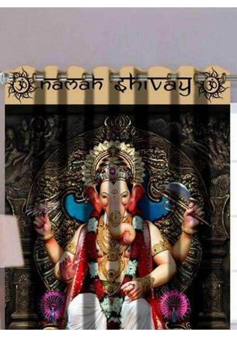kitchDeco 152 cm (5 ft) Window Polyester Semi Transparent Curtain Single Curtain(Ganesh Ji 1 Printed) - Indya
