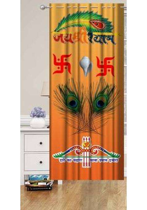 WARISI 152 cm (5 ft) Window Polyester Semi Transparent Curtain Single Curtain(shri shyam digital print mandir temple bhagwan pooja Room curtain 3D Printed)