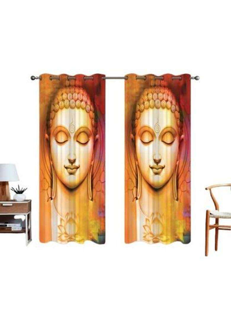 TRUE ELEGANCE 220 cm (7 ft) Door Polyester Room Darkening Curtain (Pack Of 2)(Multicolor Solid) - Indya