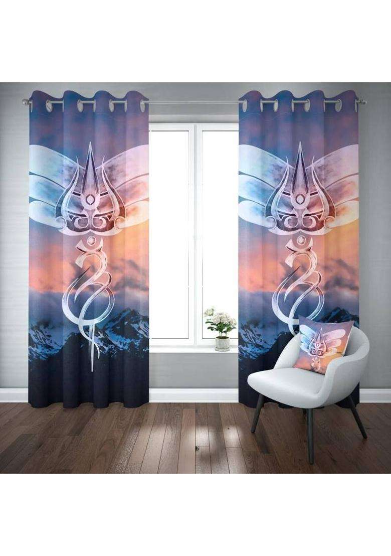 Rhetorical 212 cm (7 ft) Door Polyester Room Darkening Curtain Single Curtain(Trishul 3D Printed) - Indya
