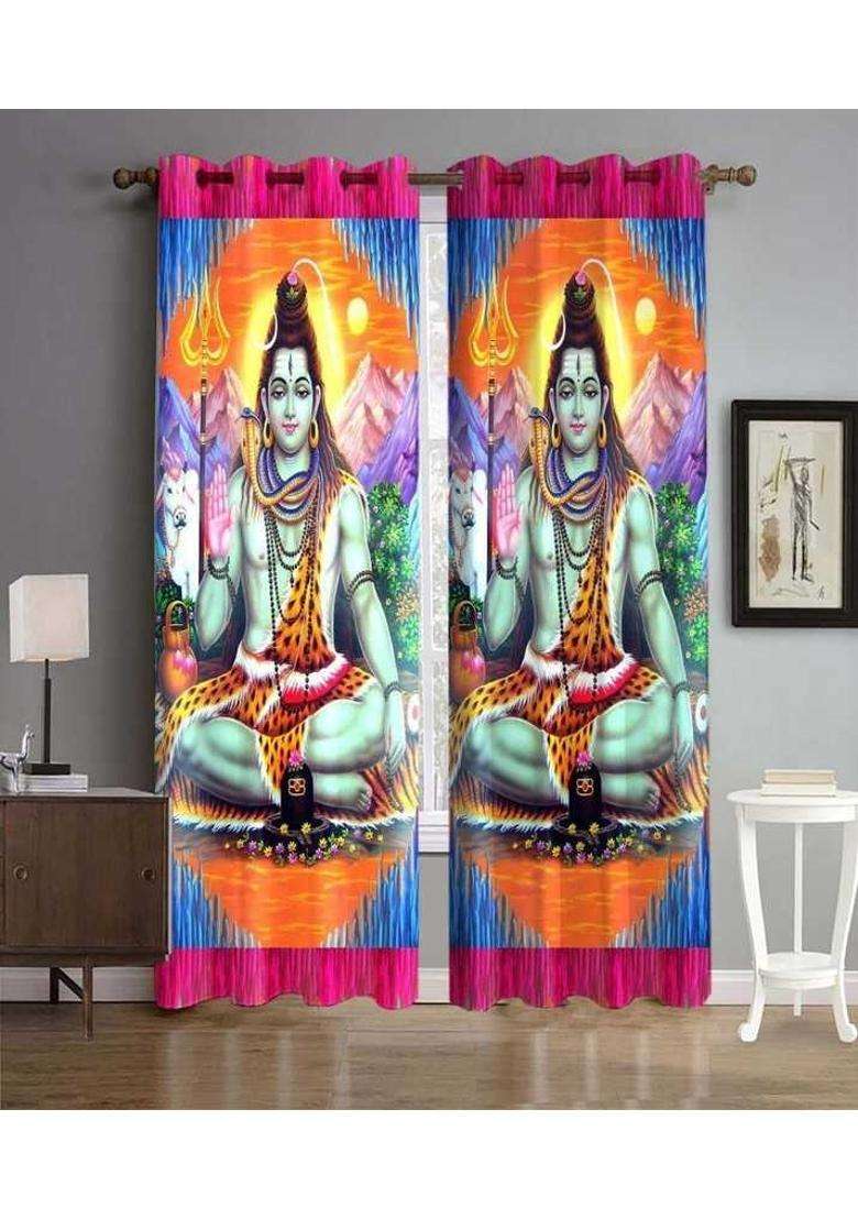Rhetorical 212 cm (7 ft) Door Polyester Room Darkening Curtain Single Curtain(Trishul 3D Printed) - Indya