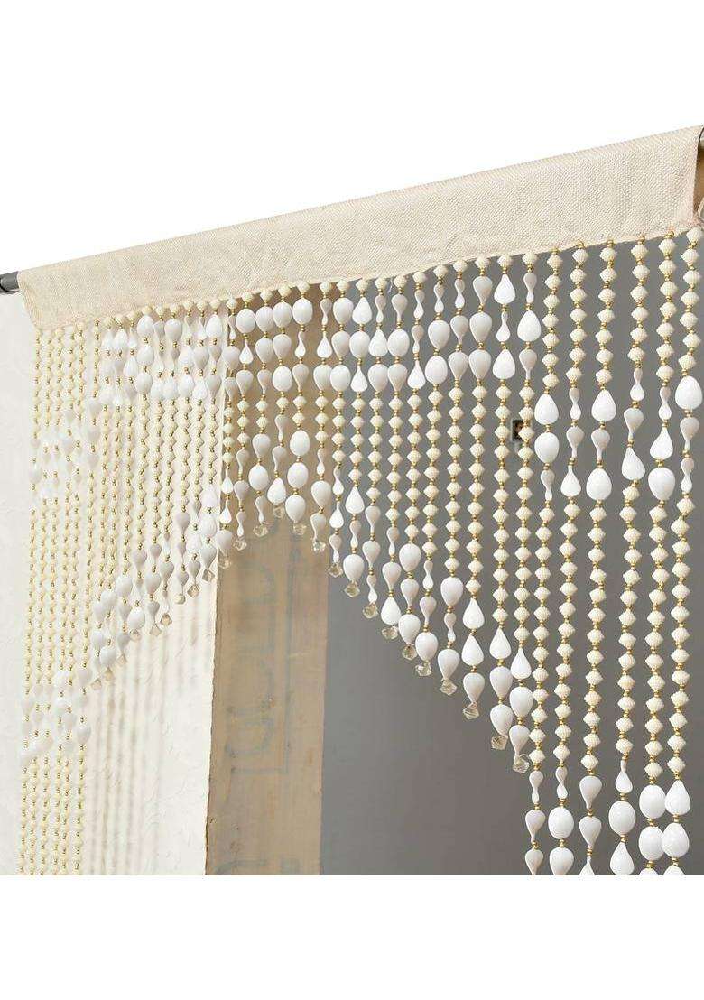 GOYTEX 213.36 cm (7 ft) Door PVC Semi Transparent Curtain Single Curtain(White Self Design) - Indya