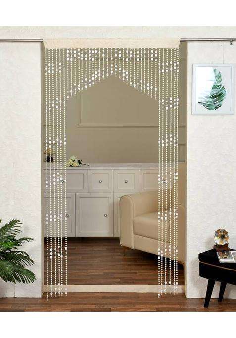 GOYTEX 213.36 cm (7 ft) Door PVC Semi Transparent Curtain Single Curtain(White Self Design)
