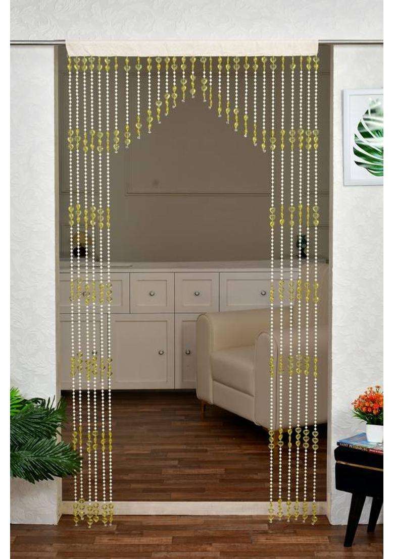 GOYCOR 213.36 cm (7 ft) Door PVC Semi Transparent Curtain Single Curtain(Yellow Striped) - Indya