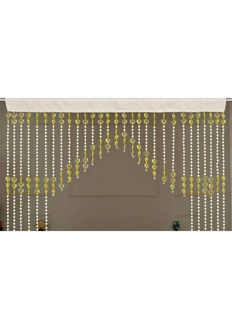 GOYCOR 213.36 cm (7 ft) Door PVC Semi Transparent Curtain Single Curtain(Yellow Striped) - Indya
