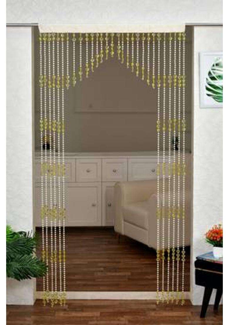 GOYCOR 213.36 cm (7 ft) Door PVC Semi Transparent Curtain Single Curtain(Yellow Striped) - Indya