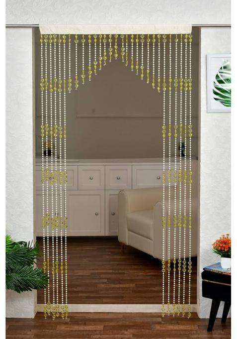 GOYCOR 213.36 cm (7 ft) Door PVC Semi Transparent Curtain Single Curtain(Yellow Striped)
