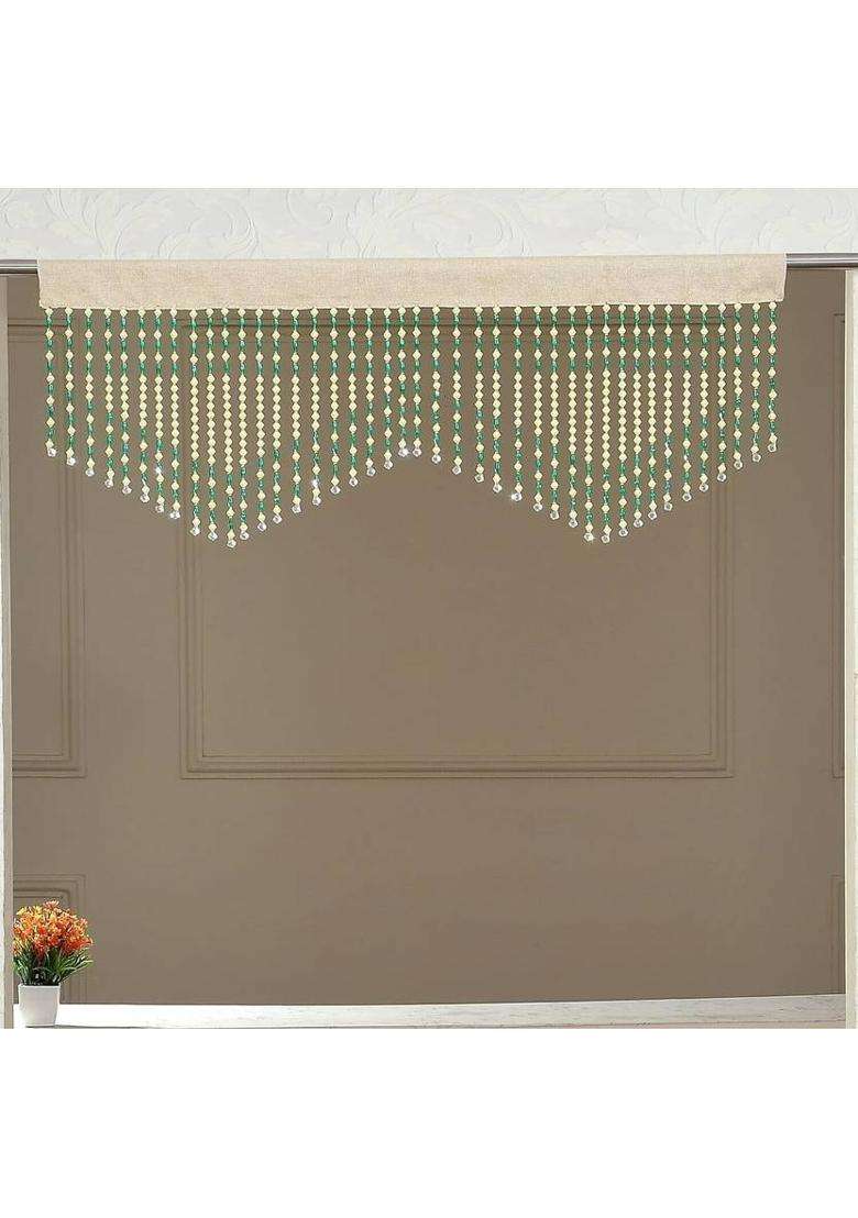 VOBLIN 60.96 cm (2 ft) Door PVC Semi Transparent Curtain Single Curtain(Green Striped) - Indya