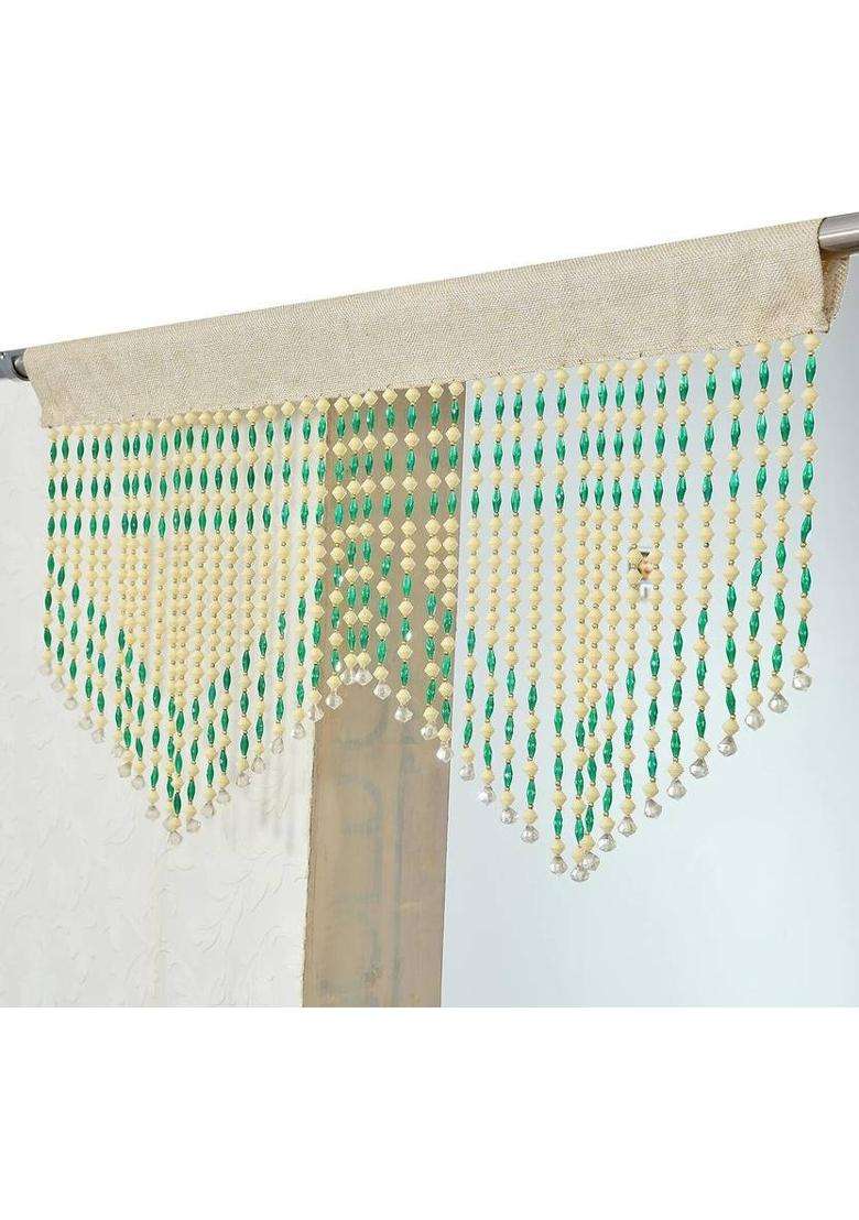 VOBLIN 60.96 cm (2 ft) Door PVC Semi Transparent Curtain Single Curtain(Green Striped) - Indya