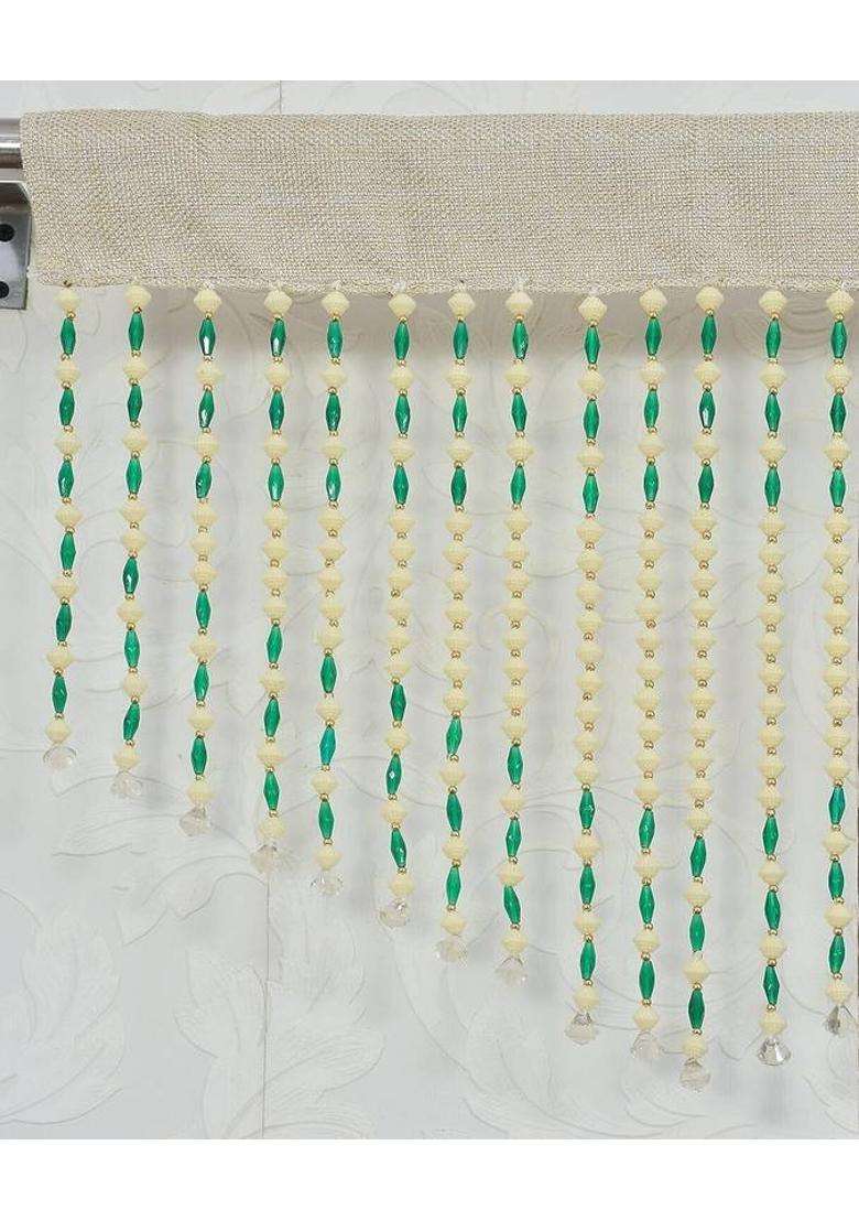 VOBLIN 60.96 cm (2 ft) Door PVC Semi Transparent Curtain Single Curtain(Green Striped) - Indya