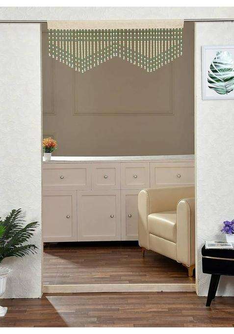 VOBLIN 60.96 cm (2 ft) Door PVC Semi Transparent Curtain Single Curtain(Green Striped)