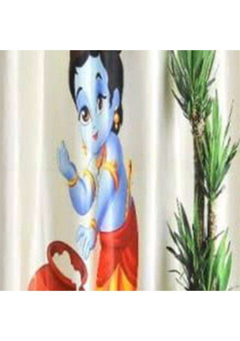 Mansi Texo Fab 152 cm (5 ft) Window Polyester Room Darkening Curtain (Pack Of 2)(Blue White Kanha Printed) - Indya
