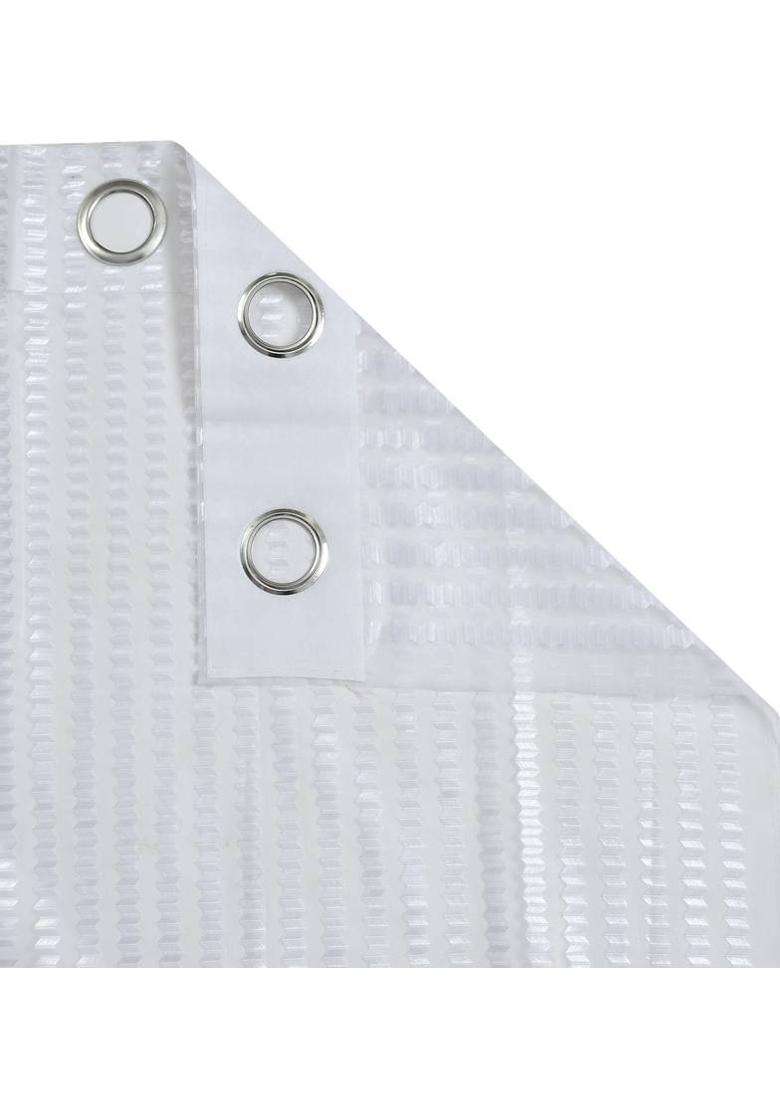 ALBANIA DRAPS 213 cm (7 ft) Door Tissue Transparent Curtain Single Curtain(White Striped) - Indya