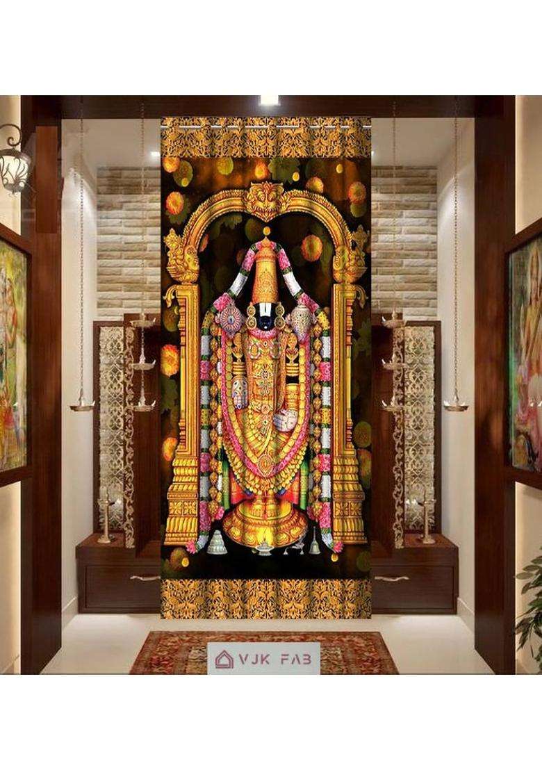 vjk fab 213 cm (7 ft) Door Polyester Room Darkening Curtain Single Curtain(Multicolor 3D Printed) - Indya