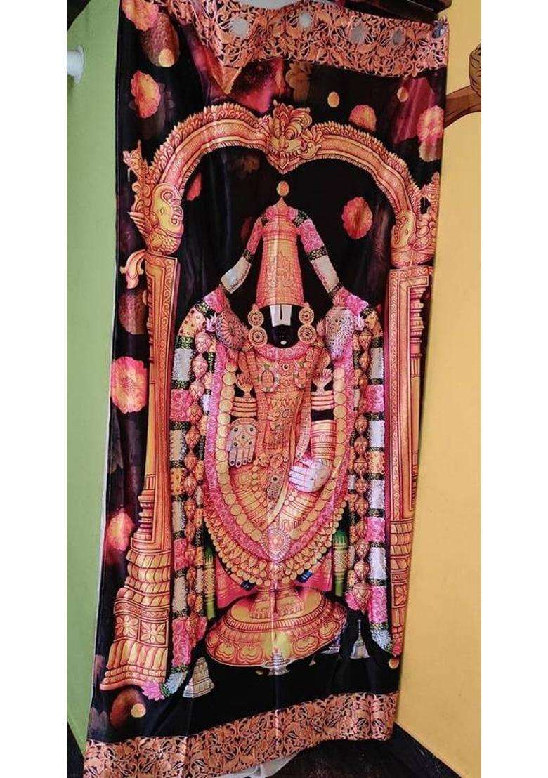 vjk fab 213 cm (7 ft) Door Polyester Room Darkening Curtain Single Curtain(Multicolor 3D Printed) - Indya