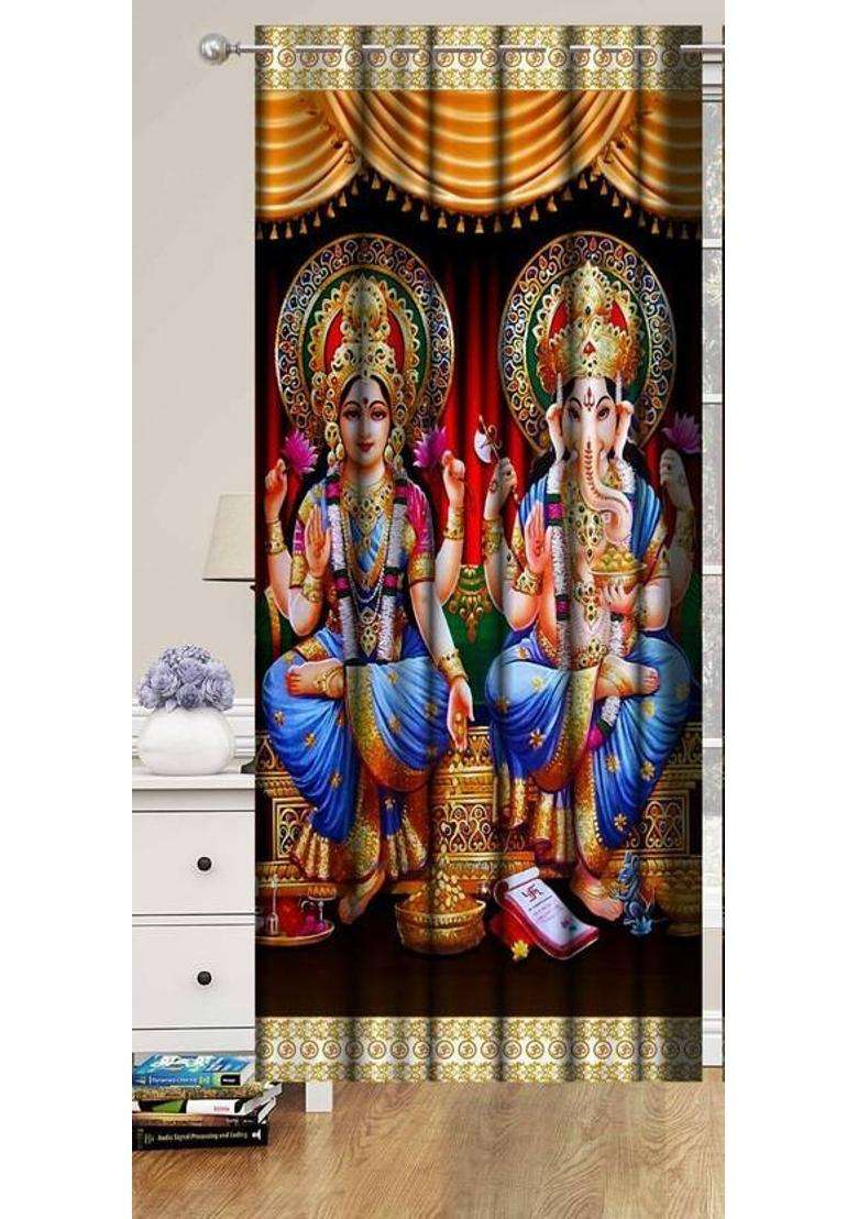 ROOKLEM 154 cm (5 ft) Window Polyester Room Darkening Curtain Single Curtain(Multicolor Printed) - Indya